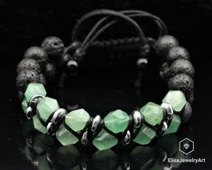 "Natural Malachite Black Lava Beaded Healing Meditation Yoga Mala Protection Beaded Good Luck Bracelet Balancing Mother's Gift For Her -ALL THE PRODUCTS AT ELISAJEWELRYART ARE HANDMADE AND MADE WITH NATURAL BEADS. -WHAT DOES THE GREEN AVENTURINE STAND FOR Green Aventurine is known as the \"Stone of Opportunity,\" thought to be the luckiest of all crystals, especially in manifesting prosperity and wealth, or for increasing favor in competitions or games of chance. Its winning energy makes it a gr Adjustable Onyx Beaded Bracelets, Adjustable Aventurine Jewelry With Natural Stones, Bohemian Beaded Aventurine Bracelets, Adjustable Spiritual Aventurine Beaded Bracelets, Adjustable Aventurine Beaded Bracelets For Spiritual Use, Adjustable Aventurine Bracelet Jewelry, Adjustable Aventurine Bracelet, Adjustable Onyx Beaded Bracelets For Spiritual Style, Adjustable Onyx Beaded Bracelets With Natural Stones