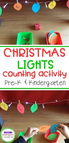 christmas lights counting activity for prek and kindergarten with the title overlay