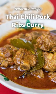 the cover of authentic recipe thai chili pork ribs curry