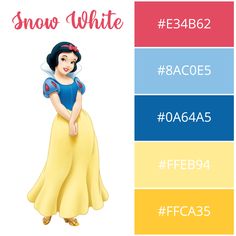 snow white is the main character in disney's animated movie, which features four different colors