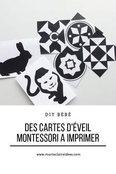 some black and white paper cut outs with the words des cartes d'evel montessor a imprimer