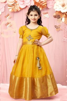 Long Frocks For Girls, Pleated Lehenga, Yellow Mirror, Kurta And Palazzo, Rani Pink, Kids Blouse Designs