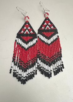 Native Made Seed bead fringe earrings Seed Bead Fringe Earrings, Bead Fringe Earrings, Fur Purse, Delica Beads, Beaded Fringe, Fringe Earrings, Beaded Earrings, Bead Work, Jewelry Earrings Dangle