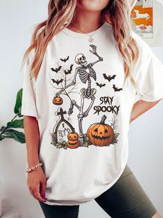 Summer Halloween, Skull Pumpkin, Skull Graphic, Pumpkin Print, Casual Tank Tops, Halloween Skull, Women T Shirts, Casual Clothes, Casual T Shirt