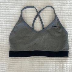 Ever Worn Nike Dry Fit Gray Sports Bra (Medium Fits More Like A Small) Gray Activewear For Training During Sports Season, Gray Stretch Sports Bra For Sports Season, Gray Go-dry Sports Bra For Running, Gray Moisture-wicking Sports Bra In Athleisure Style, Sporty Gray Sports Bra For Running, Gray Activewear For Training And Sports Season, Gray Activewear For Training, Gray Sporty Activewear For Workout, Heather Grey Athleisure Activewear For Sports