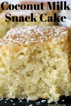 a piece of coconut milk snack cake on a plate