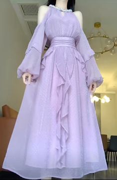 Purple Silk Dress Aesthetic, Big Ruffle Dress, Cute Tea Party Outfits, Fairytale Dress Aesthetic, Purple Dress Aesthetic, Dresses Fairytale, Old Fashion Dresses, Cute Dress Outfits