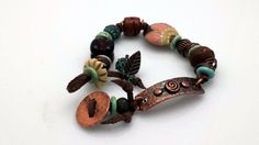 Bohemian Adjustable Copper Bracelets, Adjustable Rustic Copper Bracelets, Adjustable Rustic Copper Bracelet, Adjustable Rustic Bronze Bracelets, Rustic Adjustable Bronze Bracelets, Handmade Adjustable Copper Beaded Bracelets, Rustic Adjustable Bronze Bracelet, Unique Brown Bracelet With Patina, Brown Copper Bracelet With Patina