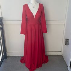 New With Tags, Light In The Box Red Bridal Dress. Had Pads In The Chest. No Size On Tags, But Below Are The Measurements. Zips Up In The Back. Bust: 16.5" Sleeve Length: 24" Length: 58" Red V-neck Maxi Dress For Bridesmaid, Red Long Sleeve Maxi Dress For Wedding, Red V-neck Holiday Maxi Dress, Red V-neck Maxi Dress For Holidays, Billabong Maxi Dress, Red Bridal Dress, Blue Knit Dress, Floral Print Dress Summer, Beautiful Summer Dresses