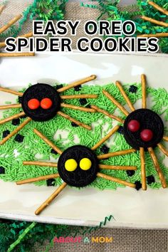 easy oreo spider cookies on a plate