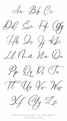 the cursive capital alphabet is shown in black ink