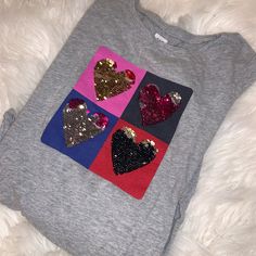 Gap Sparkly Heart Shirt Valentine’s Day Fits Like M/L- Like A Size 6-8. Sleeves Are Just Long. Gray Long Sleeve Shirt Guc For Some Spots On Sleeves At The Ends . . . *Brands For Exposure:* Rylee + Cru, Nordstrom, H&M, Splendid, Boden Baby, Gap, 7 For All Mankind, Zara, Crewcuts, Tucker And Tate, Vans, Mini Boden, Vans, Mini Boden, Lucky Brand, Trary, Miniolie, Janie And Jack, Smallable, Pp, Mini Melissa, Childrenchic, Maisonette, H&M, Mini Rodini, Boden, Nordstrom, Splendid, Janie And Jack, Gap, Pink Long Sleeve T-shirt With Heart Graphic, Cute Gap Crew Neck Top, Cute Gap Cotton T-shirt, Cute Short Sleeve Gap Tops, Playful Gap Short Sleeve T-shirt, Playful Gap Tops For Playtime, Cute Heart Print Tops For Valentine's Day, Gap Pink Crew Neck Top, Playful Cotton Tops With Heart Print