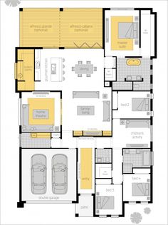 the floor plan for a home with two car garages and an attached living area