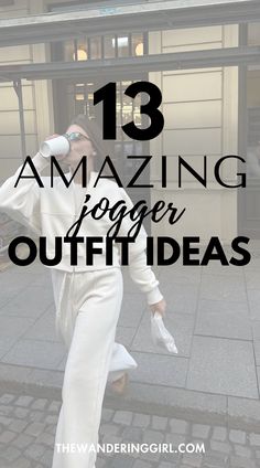 Wondering what to wear with joggers? In this post, I show you 13+ best easy outfits with joggers including jogger and sweater outfits, all black jogger outfits, outfit ideas with sweatpants, casual jogger outfits, sweatshirt with joggers outfits, white joggers outfits, and more! These jogger outfits are great to wear as casual fall outfits and winter outfits. Outfit Ideas With Sweatpants, White Joggers Outfit, Black Joggers Outfit, How To Wear Joggers, White Joggers, Joggers Outfit, Casual Joggers