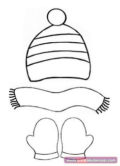 a winter hat and mittens coloring page