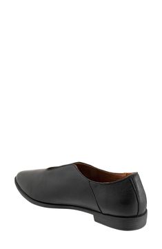 A cutout topline flatters this sleek leather loafer framed by a pointy toe and low block heel for versatile, everyday elegance. Cushioned footbed with arch support Leather upper and lining/rubber sole Made in Turkey Slip-on Oxfords With Stitched Sole And Plain Toe, Leather Closed Toe Slip-ons For Business Casual, Slip-on Swift Leather Workwear Shoes, Slip-on Swift Leather Shoes For Work, Modern Black Slip-on Pointed Toe Flats, Slip-on Leather Shoes With Stitched Sole For Work, Chic Slip-ons With Leather Sole And Low Heel, Swift Leather Slip-on Shoes For Work, Business Casual Slip-ons With Leather Sole And Almond Toe