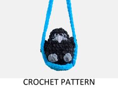 a crochet bag hanging from a blue cord with the words crochet pattern on it