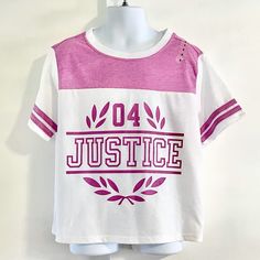 New Girl’s Justice Color Block Logo Tee A Perfect Way To Look Fabulous & Lounge In! *Also Available In More Colors, Check Out My Closet Size 8 Color Block, Brand Logo Detail Short Sleeve, Crew Neck Pull On Cotton Please No Lowball Offers Smoke|Pet Free Home Check Out My Closet & More Kid’s Clothes Bundle Items For 10% Off & Save On Shipping Thanks For Looking! *Delivery May Be Delayed Due These Unprecedented Times White School Spirit Top For Spring, White T-shirt For School In Spring, White T-shirt For Spring, White School Spirit Tops For Streetwear, Pink Tops For Streetwear With School Spirit, Pink Tops For School Spirit Streetwear, White Tops For School Spirit Streetwear, Cute White Top With Logo Print, White Cotton Tops For School Spirit