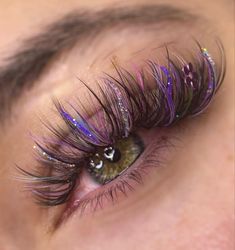 Colored False Lashes, Colorful Lash Extensions, Lash Extensions With Color, Coloured Lashes, Purple Lashes, Colored Lash Extensions