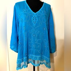 Never Worn Johnny Was Blouse Size Large Beautiful Detail Great For Layering 23” Flat Pit To Pit 20” Long From Neck Top Sheer Johnny Was Bright Blue Detail Embroidered Johnny Was, Embroidered Blouse, Bright Blue, Layering, Top Blouse, Womens Tops, Women Shopping, Blue, Color