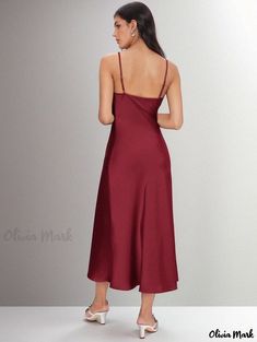 Olivia Mark - Satin Camisole Dress with Deep V-neck, Sleek Tailoring, and Timeless Solid Color Design Satin Camisole Dress, Brown Cami, Satin Camisole, Dress Collar, Camisole Dress, Lace Bodycon, Lace Bodycon Dress, Home Dress, Dress Satin