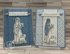 two cards with the image of mary and baby jesus