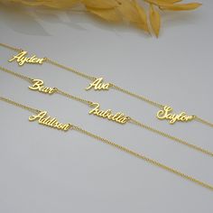 Custom Names Necklace, Gold Name Necklace, Kids and Family Name Necklace, Best Friends Name Necklace, Lovers Necklace,Single MotherNecklace with the Baby name, Doughter&Son and the mother Name Necklace,Triple Name Necklace, 4name necklace, 5 Name Necklace *Base metal is 925K Sterling Silver. We use 14K gold-fill for both Gold Color and Rose Gold Color options.  *Our adjustable Necklace is 16inch + 2inch extension. (40cm+5cm extension)  * Max 5 names for necklace and max 10character for each name Adjustable Nameplate Necklaces With Names, Adjustable Name Necklaces For Birthday, Adjustable Birthday Necklaces With Names, Adjustable Name Necklace For Birthday, Adjustable Birthday Necklace With Names, Adjustable Charm Necklaces For Birthday, Adjustable Chain Charm Necklace For Birthday, Adjustable Name Charm Necklaces For Birthday Gift, Adjustable Birthday Name Necklace