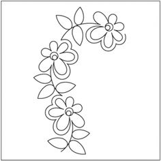 the letter c with flowers on it is outlined in black and white, as well as an