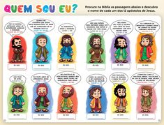 a spanish poster with different people talking to each other and the words quem sou?