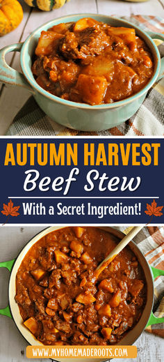 an autumn harvest beef stew with a secret ingredient