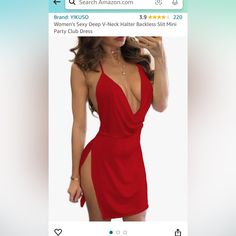 Women's Sexy Deep V-Neck Halter Backless Slit Mini Party Club Dress Size Small Nwot Rooftop Outfit, Halter Strap Dress, Outfit Suggestions, Mini Party, Killer Queen, Club Dress, Going Out Outfits, Club Outfits, Club Dresses