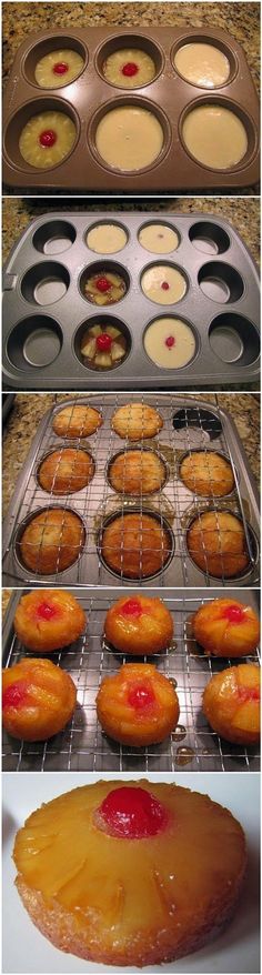 there are several different pictures of pastries in the oven