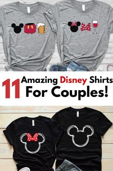 Disney Shirts His And Hers, Disney Shirts Adults, Couples Epcot Shirts, Disney Couples Outfits Ideas, His And Her Disney Shirts, Disney Couples Tshirts, Disney Couple Shirt, His And Hers Tshirt Ideas, Disney Shirt Ideas Couples