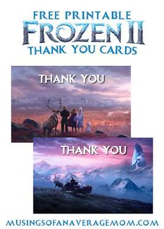 frozen 2 thank you cards with an image of two people on horses and the words, thank