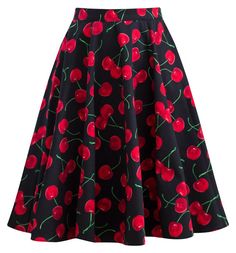 Cottage Skirt, Cherry Clothes, Cherry Ideas, Rockabilly Couple, Estilo Hippie Chic, Rockabilly Looks, Modern Skirt, Casino Dress, Estilo Hippie