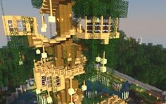 an image of a tree house in minecraft