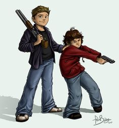 Supernatural Cartoon, Supernatural Drawings, Zombie Wallpaper, Sammy Winchester, Sam And Dean, Supernatural Fan Art, Sam And Dean Winchester, It Is Done, Sam Dean