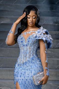 #blueberry Blue Mermaid Prom Dress, Nigerian Lace Styles Dress, Prom Dress Inspo, Classy Prom, Prom Inspiration