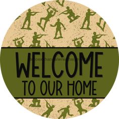 Wreath Sign Welcome Wreath Sign Army Veterans Decoe-2398 For Round 10 Metal