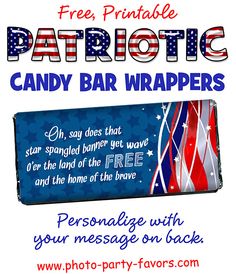 a patriotic candy bar wrapper with the text free printable