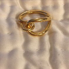 Gold Tone Hook Design Scarf Ring. Herms Engraved On Edge Of Band. Sized To Fit Most Scarves. Simple Design. Euc Sorry No Box. Hermes Scarf Ring, Design Scarf, Hermes Jewelry, Scarf Rings, Hermes Scarf, Hook Design, Ring Color, Simple Design, Simple Designs