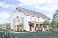 an artist's rendering of a modern farmhouse style home