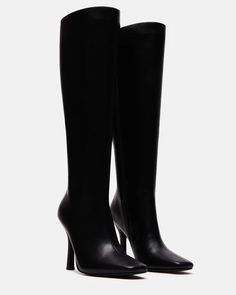 KALANI Black Square Toe Knee High Boot | Women's Boots – Steve Madden Business Black Knee-high Boots With Sculpted Heel, Classic Black Knee-high Boots With Sculpted Heel, Black Knee-high Boots With Sculpted Heel And Wide Calf, Black Knee-high Heeled Boots With Sculpted Heel, Black Knee-high Boots With Sculpted Heel In Calf Leather, Long Black Boots, Wardrobe Planner