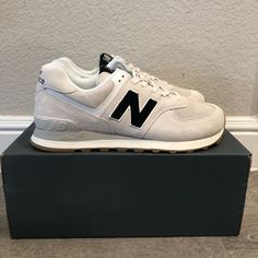 New Balance 574 Classic Sneakers Creamy White Black Men’s Shoes Size 8.5 - New With Box. New Balance Classic 574, Black Shoes Men, New Balance 574, New Balance Shoes, Classic Sneakers, Creamy White, Mens Shoes Sneakers, Black Cream, Mens Fashion Casual