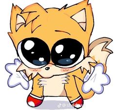 a drawing of a cute little fox with big eyes