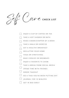 Self care checklist with ideas for your self-care routine. #selfcare #wellness Wellness And Self Care, Simple Self Care Ideas, Self Maintenance Routine, 2024 Habits, Selfcare Habits, Selfcare Checklist, Weekly Reset