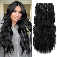 PRICES MAY VARY. ✨20 inch LONG WAVY HAIR EXTENSIONS: These high-quality hair extensions add volume and length to your hair, giving you flowing, full-bodied locks with minimal effort required. Available in 11 different shades, there is a match for every hair color to make blending a breeze. ✨PREMIUM JAPANESE SILK FIBERS: No need to worry about knots in your luscious locks, the soft Japanese silk used in the construction is less prone to tangles than other synthetic hair extensions. The durability Curly 3c, Dark Blonde Highlights, Dark Ash Blonde, Brown With Blonde Highlights, Wavy Hair Extensions, Curly Clip Ins, Dark Ash, Black Hair Extensions, Hair Afro