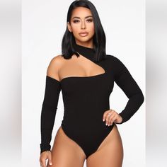 Cute Cut Out Long Sleeve Bodysuit From Fashion Nova. Never Worn, Still With Tags. Wore This Bodysuit At A Party In A Diff Size And I Loved It, Looks Cute With Jeans Or Leather Pants. Black Fitted Flirty Bodysuit, Flirty Black Fitted Bodysuit, Black Stretch Bodysuit For Going Out, Black Flirty Bodysuit For Party, Black Flirty Bodysuit For Date Night, Black Flirty Bodysuit For Spring, Flirty Black Bodysuit For Spring, Trendy One-piece Bodysuit For Night Out, Trendy One-piece Top For Party