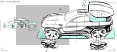 an image of a car that is in the process of being sketched by someone