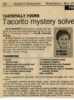 a newspaper clipping with an article about tacorito mystery solvers on it